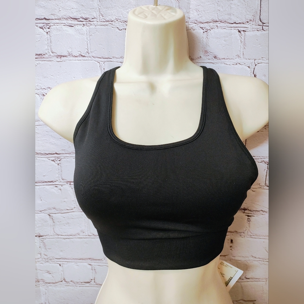 Fabletics Women's Padded NWT Black Sports Bra XS Racerback Running Active